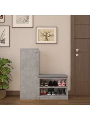 Asra Trend Lüks Kapaklı Oturma Puflu Ayakkabılık Düzenleyici %100 MDF Çok Amaçlı Dolap A17