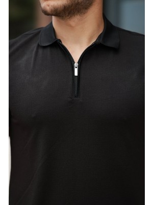 Amara Boutique Erkek Fermuarlı Yaka Kısa Kollu Tişört