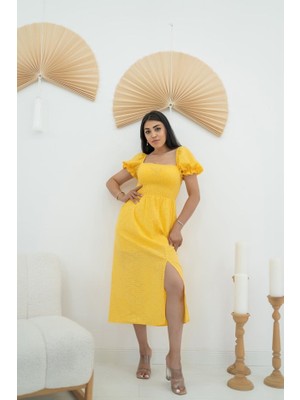 Amara Boutique Sarı Tokalı Fisto Elbise