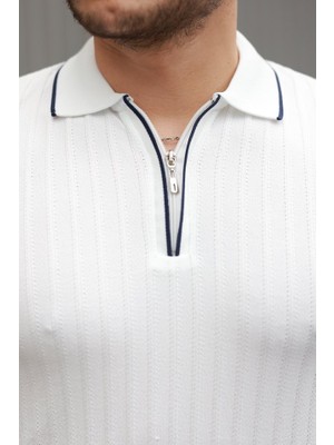 Amara Boutique Erkek Fermuarlı Yakalı Kısa Kollu T-Shirt