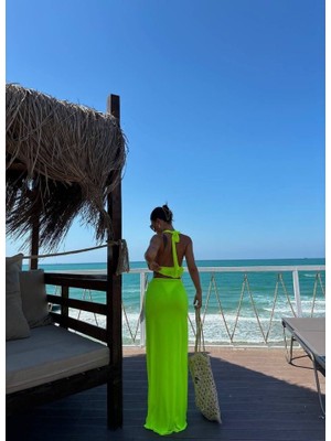 Amara Boutique Kadın Mayo Kumaş Bağlamalı Crop ve Maxi Boy Etek Ikili Takım