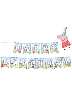 Parti Show Peppa Pig Happy Birthday Banner Flama 17*170 cm