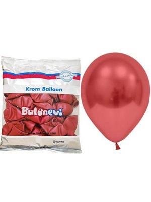Parti Show 50 Adet - 12'' Krom Kırmızı Balon 30 cm