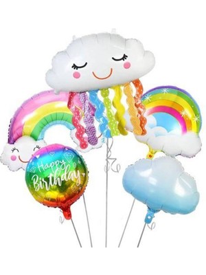 Parti Show Gökkuşağı Bulut Folyo Balon Seti 5'li