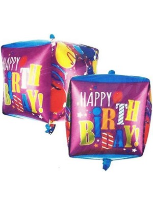 Parti Show Happy Birthday Küp Şeklinde Folyo Balon 30X30 cm