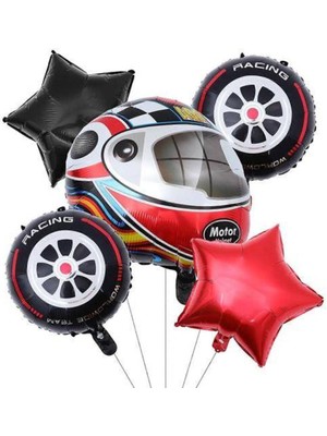 Parti Show Motorcu Kaskı Folyo Balon Seti 5'li