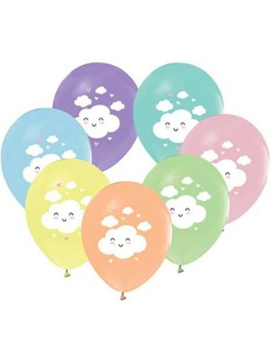 Parti Show Gökkuşağı Bulut Baskılı Balon 8 Adet