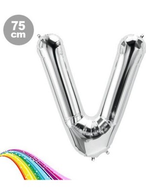 Parti Show V - Harfi Folyo Balon Gümüş (75 Cm)