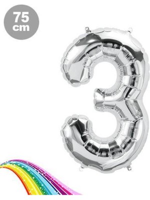 Parti Show 3 Sayı Folyo Balon Gümüş (75 Cm)