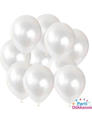 Parti Show 6 Inch Mini Beyaz Metalik Balon 20 Adet