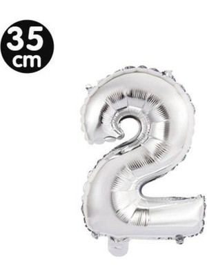 Parti Show 2 Rakam Folyo Balon Gümüş (35 Cm)