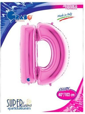 Parti Show D - Harf Folyo Balon Pembe (100 Cm)