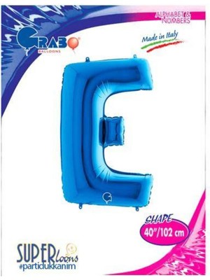 Parti Show E - Harf Folyo Balon Mavi (100 Cm)