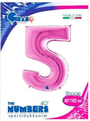 Parti Show 5 Rakam Folyo Balon Pembe (100 Cm)