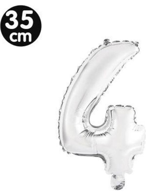 Parti Show 4 Rakam Folyo Balon Gümüş (35 Cm)