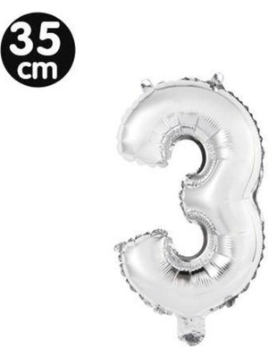 Parti Show 3 Rakam Folyo Balon Gümüş (35 Cm)