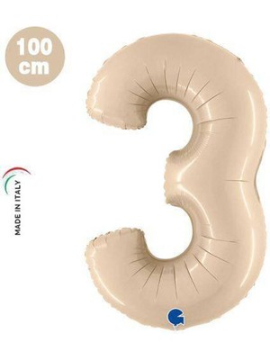 Parti Show 3 Rakam Folyo Balon Satin Krem (100X70 Cm)