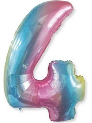 Parti Show 4 Rakam Folyo Balon Rainbow 76X60 cm