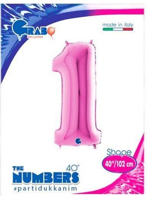 Parti Show 1 Rakam Pembe Folyo Balon (100X35 Cm)