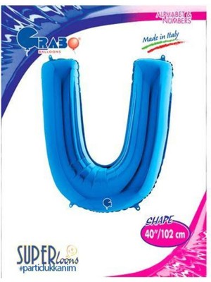 Parti Show U - Harf Folyo Balon Mavi (100 Cm)