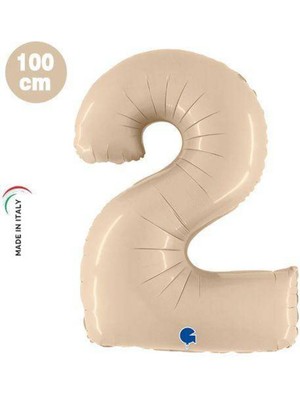 Parti Show 2 Rakam Folyo Balon Satin Krem (100X70 Cm)