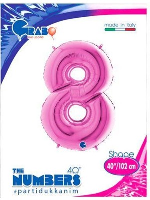 Parti Show 8 Rakam Folyo Balon Pembe (100 Cm)