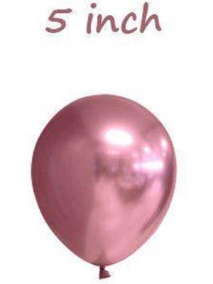 Parti Show 5 Inch Mini Pembe Krom Balon 10 Adet