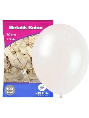 Parti Show Beyaz Balon Metalik 100 Adet