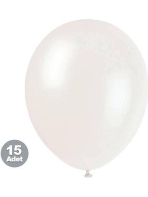 Parti Show Beyaz Balon Metalik 15 Adet