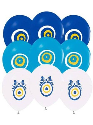 Parti Show Nazar Boncuklu Renkli Balon 15 Adet