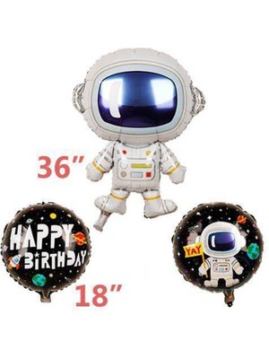 Parti Show Uzay Temalı Astronot Folyo Balon 3'lü Set