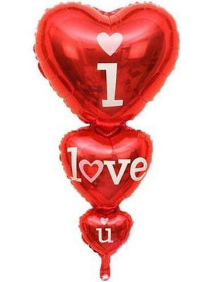 Parti Show I Love You 3'lu Kalp Folyo Balon (50X100 Cm)