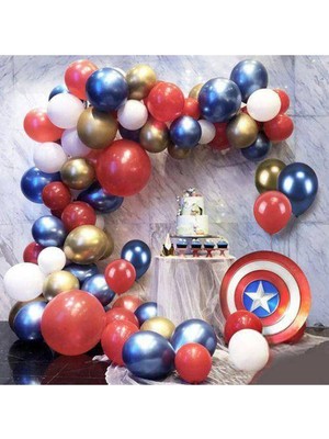 Parti Show Balon Zinciri - Gold Mavi Kırmızı Beyaz 100 Adet