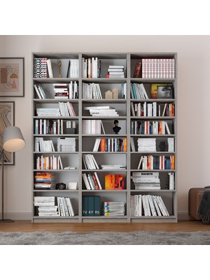 Asra Trend Lüks 24 Raf Ayarlanabilir Ev Ofis Kitaplık %100 MDF Dekoratif Kütüphane Kitaplık K26