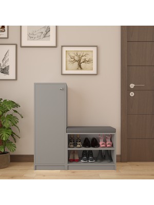 Asra Trend Lüks Kapaklı Oturma Puflu Ayakkabılık Düzenleyici %100 MDF Çok Amaçlı Dolap A13