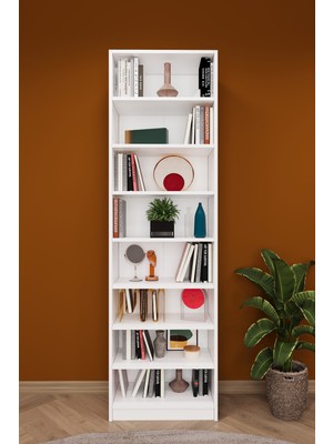 Asra Trend Lüks 8 Raflı Ayarlanabilir Ev Ofis Kitaplık %100 MDF Modern Kitaplık K01