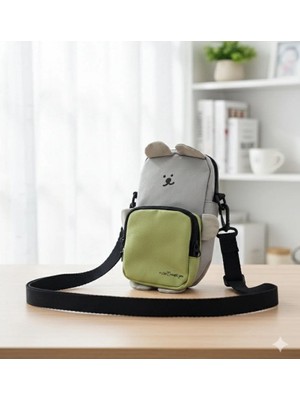 Kawaii Crossbody Kore Teddy Kedi Kalemlik 2li Kullanım Cep Telefonu Çantası Kalem Kutu 20X15CM