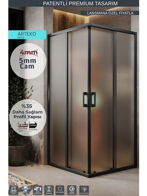 Monaqua Arteko Duşakabin Kare - Antrasit Profil - Satine Buzlu 5mm Temperli Cam