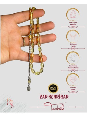Üst Düzey Zar Kehribar Tesbih Damla Kesim Haki