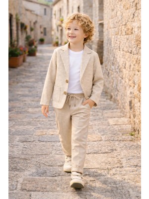 UmBaby Erkek Çocuk Keten 3’lü Takım Dügün &bayramlık Şık Kombin