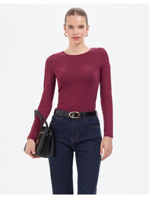 Pierre Cardin Kadın Vişne Slim Fit Örme Bluz 50317061-VR223