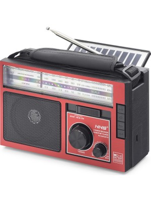 ForWhat Büro Ev Ofis Hediyesi Için Kırmızı Siyah Solar Panelli Fm Radyo USB Tf Nostaljik Hoparlör