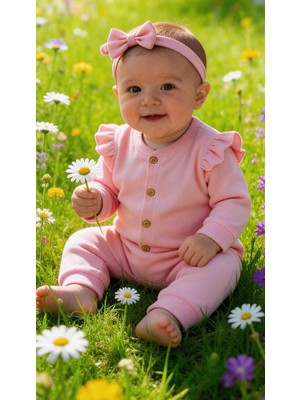 Fındık Baby Fındık Fiyonklu Tokalı Kız Bebek Tulum