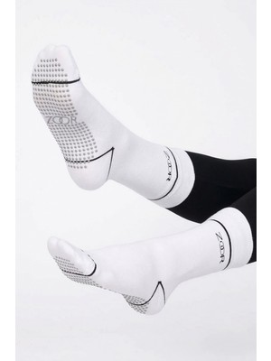 Zoor Beyaz Kaydırmaz Silikonlu Taban Nefes Alan Premium Pilates, Yoga, Fitness, Koşu Sporcu Çorap