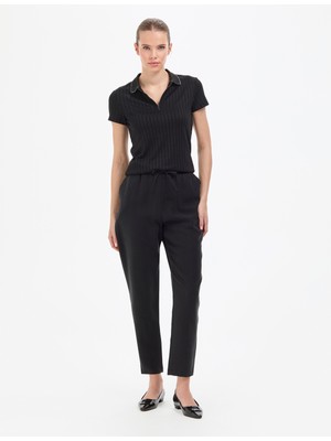 Pierre Cardin Kadın Siyah Carrot Fit Kanvas Pantolon 50318197-VR046