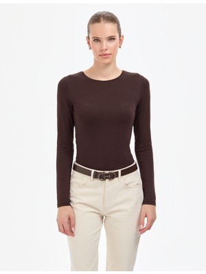 Pierre Cardin Kadın Kahverengi Slim Fit Örme Bluz 50317061-VR029