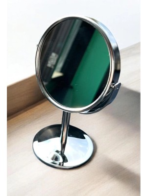 Paslanmaz Gümüş Kaplama Dönebilen Masaüstü Bakım ve Makyaj Aynası