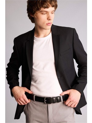 DeFacto Erkek Dikdörtgen Toka Suni Deri Jean KEMERI H5097AXNS