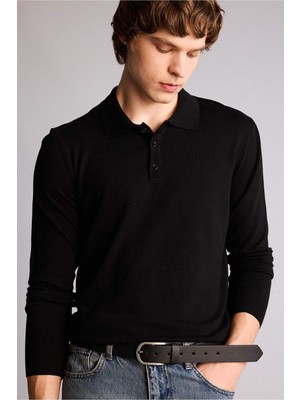 DeFacto Erkek Dikdörtgen Toka Suni Deri Jean KEMERI H5071AXNS