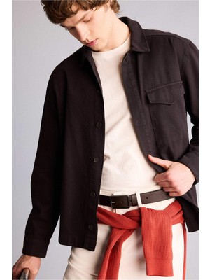 DeFacto Erkek Dikdörtgen Toka Suni Deri Jean KEMERI H6879AXNS